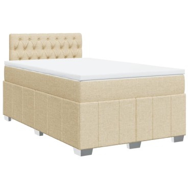 vidaXL Κρεβάτι Boxspring με Στρώμα Κρεμ 120x200 εκ. Υφασμάτινο