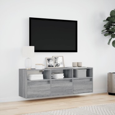 vidaXL Έπιπλο Τοίχου Τηλεόρασης με LED Γκρι Sonoma 130x31x45cm