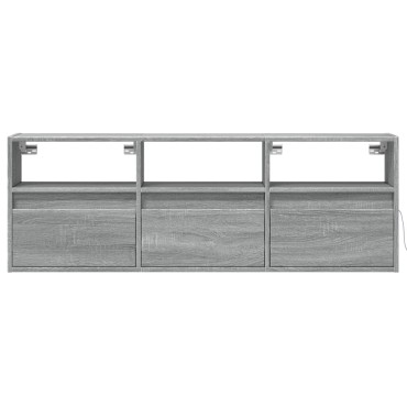 vidaXL Έπιπλο Τοίχου Τηλεόρασης με LED Γκρι Sonoma 130x31x45cm
