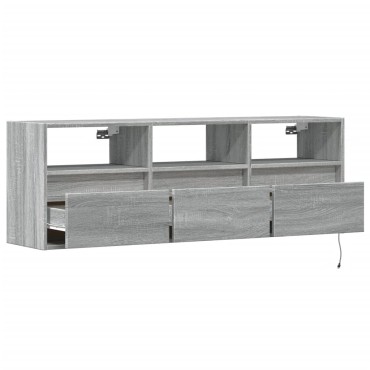vidaXL Έπιπλο Τοίχου Τηλεόρασης με LED Γκρι Sonoma 130x31x45cm