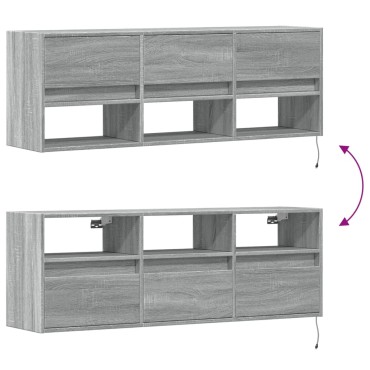 vidaXL Έπιπλο Τοίχου Τηλεόρασης με LED Γκρι Sonoma 130x31x45cm