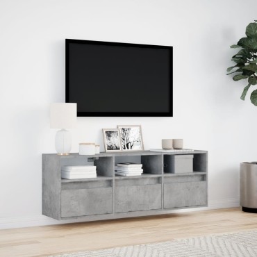 vidaXL Έπιπλο Τηλεόρασης με LED Γκρι Σκυροδέματος 130x31x45cm
