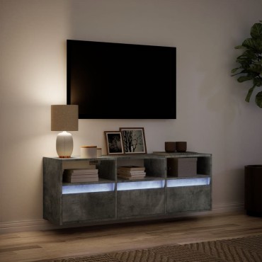 vidaXL Έπιπλο Τηλεόρασης με LED Γκρι Σκυροδέματος 130x31x45cm