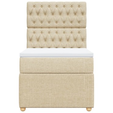vidaXL Κρεβάτι Boxspring με Στρώμα Κρεμ 100 x 200 εκ. Υφασμάτινο