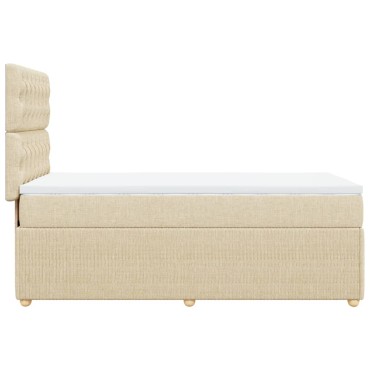vidaXL Κρεβάτι Boxspring με Στρώμα Κρεμ 100 x 200 εκ. Υφασμάτινο