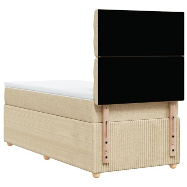 vidaXL Κρεβάτι Boxspring με Στρώμα Κρεμ 100 x 200 εκ. Υφασμάτινο