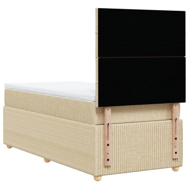 vidaXL Κρεβάτι Boxspring με Στρώμα Κρεμ 100 x 200 εκ. Υφασμάτινο