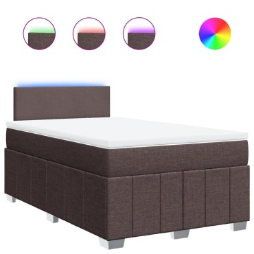 vidaXL Κρεβάτι Boxspring με Στρώμα Σκούρο Καφέ 120x200 εκ. Υφασμάτινο