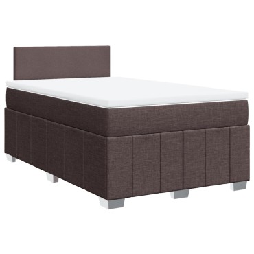 vidaXL Κρεβάτι Boxspring με Στρώμα Σκούρο Καφέ 120x200 εκ. Υφασμάτινο