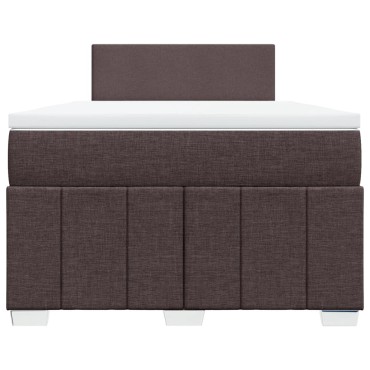 vidaXL Κρεβάτι Boxspring με Στρώμα Σκούρο Καφέ 120x200 εκ. Υφασμάτινο