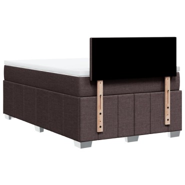 vidaXL Κρεβάτι Boxspring με Στρώμα Σκούρο Καφέ 120x200 εκ. Υφασμάτινο
