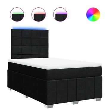 vidaXL Κρεβάτι Boxspring με Στρώμα Μαύρο 120x200 εκ. Υφασμάτινο