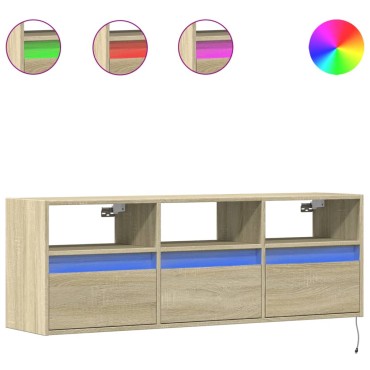 vidaXL Έπιπλο Τοίχου Τηλεόρασης με LED Sonoma Δρυς 130x31x45cm