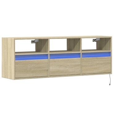 vidaXL Έπιπλο Τοίχου Τηλεόρασης με LED Sonoma Δρυς 130x31x45cm