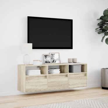 vidaXL Έπιπλο Τοίχου Τηλεόρασης με LED Sonoma Δρυς 130x31x45cm