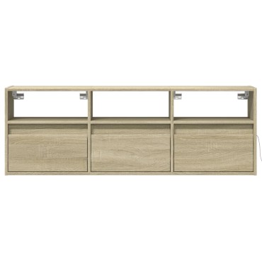 vidaXL Έπιπλο Τοίχου Τηλεόρασης με LED Sonoma Δρυς 130x31x45cm