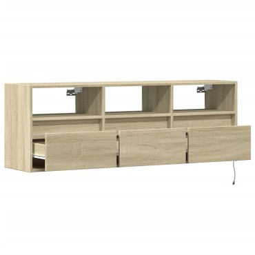 vidaXL Έπιπλο Τοίχου Τηλεόρασης με LED Sonoma Δρυς 130x31x45cm