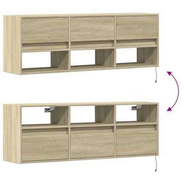 vidaXL Έπιπλο Τοίχου Τηλεόρασης με LED Sonoma Δρυς 130x31x45cm