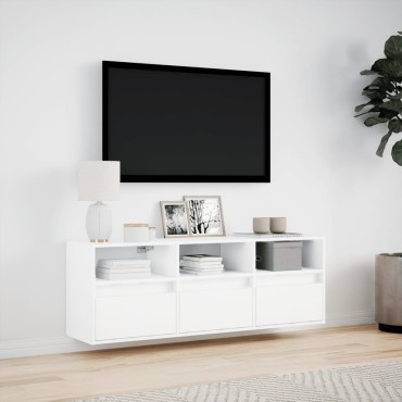 vidaXL Έπιπλο Τοίχου Τηλεόρασης με LED Λευκό 130x31x45cm