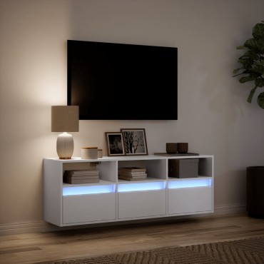 vidaXL Έπιπλο Τοίχου Τηλεόρασης με LED Λευκό 130x31x45cm