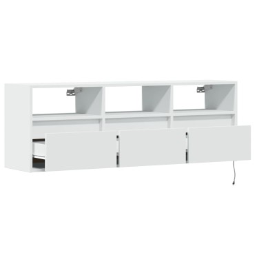 vidaXL Έπιπλο Τοίχου Τηλεόρασης με LED Λευκό 130x31x45cm