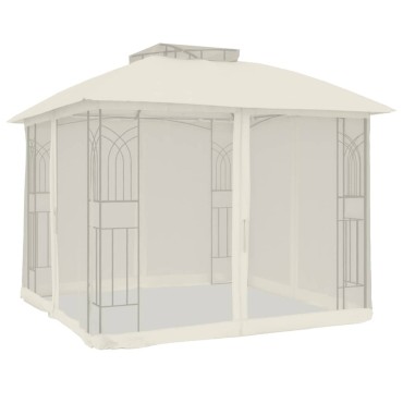 vidaXL Κιόσκι με Διπλούς Τοίχους/Δίχτυ Κρεμ 2,94x2,94 μ. από Ατσάλι