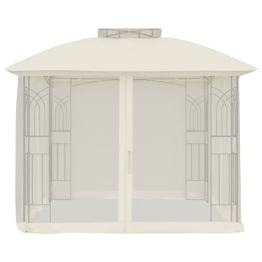 vidaXL Κιόσκι με Διπλούς Τοίχους/Δίχτυ Κρεμ 2,94x2,94 μ. από Ατσάλι