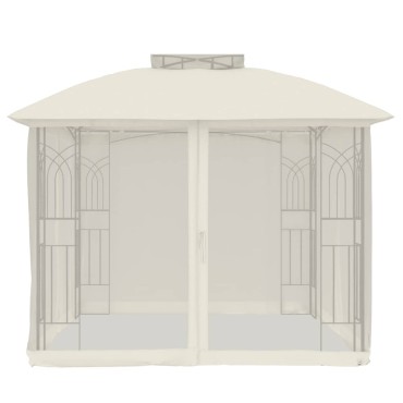 vidaXL Κιόσκι με Διπλούς Τοίχους/Δίχτυ Κρεμ 2,94x2,94 μ. από Ατσάλι