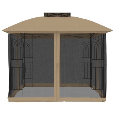 vidaXL Κιόσκι με Διπλούς Τοίχους/Δίχτυ Taupe 2,94x2,94 μ. από Ατσάλι