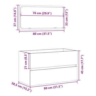 vidaXL Ντουλάπι Μπάνιου με Καθρέφτη Sonoma δρυς 80x38,5x45cm