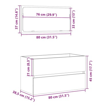 vidaXL Ντουλάπι Μπάνιου με Καθρέφτη Sonoma δρυς 80x38,5x45cm