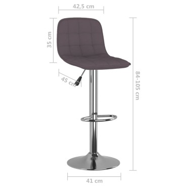 vidaXL Σκαμπό Μπαρ 2 τεμ. Χρώμα Taupe Υφασμάτινα 42,5x45x(84-105)cm