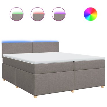 vidaXL Κρεβάτι Boxspring με Στρώμα Taupe 200x200 εκ. Υφασμάτινο