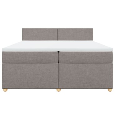 vidaXL Κρεβάτι Boxspring με Στρώμα Taupe 200x200 εκ. Υφασμάτινο