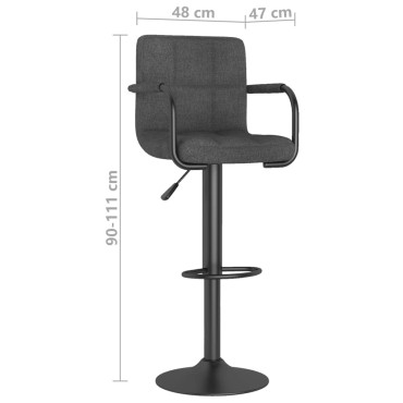 vidaXL Σκαμπό Μπαρ Σκούρο Γκρι Υφασμάτινο 48x47x(90-111)cm 1 τεμ.