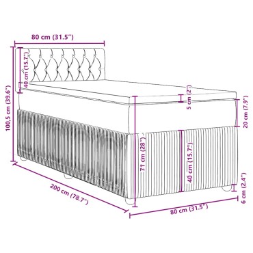 vidaXL Κρεβάτι Boxspring με Στρώμα Σκούρο Γκρι 80x200 εκ. Υφασμάτινο