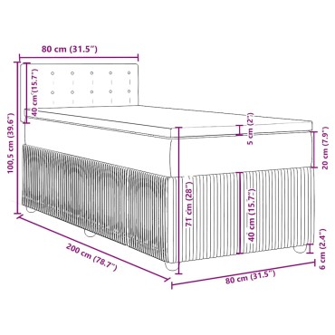 vidaXL Κρεβάτι Boxspring με Στρώμα Σκούρο Γκρι 80x200 εκ. Υφασμάτινο