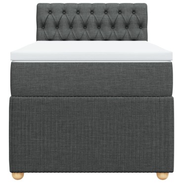 vidaXL Κρεβάτι Boxspring με Στρώμα Σκούρο Γκρι 80x200 εκ. Υφασμάτινο