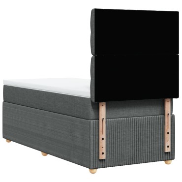 vidaXL Κρεβάτι Boxspring με Στρώμα Σκούρο Γκρι 80x200 εκ. Υφασμάτινο