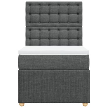 vidaXL Κρεβάτι Boxspring με Στρώμα Σκούρο Γκρι 100x200 εκ. Υφασμάτινο