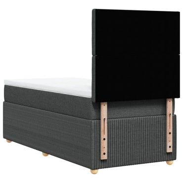 vidaXL Κρεβάτι Boxspring με Στρώμα Σκούρο Γκρι 100x200 εκ. Υφασμάτινο