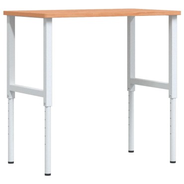 vidaXL Πάγκος Εργασίας Ορθογώνιος 100x60x(71,5-98) εκ Μασίφ Ξύλο Οξιάς