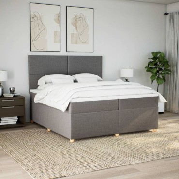 vidaXL Κρεβάτι Boxspring με Στρώμα Taupe 200x200cm Υφασμάτινο 1 τεμ. - Διπλό