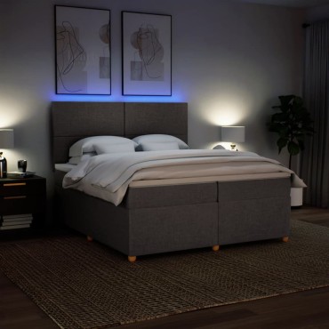 vidaXL Κρεβάτι Boxspring με Στρώμα Taupe 200x200cm Υφασμάτινο 1 τεμ. - Διπλό