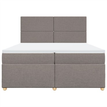 vidaXL Κρεβάτι Boxspring με Στρώμα Taupe 200x200cm Υφασμάτινο 1 τεμ. - Διπλό