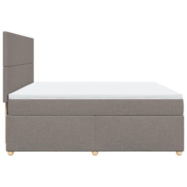 vidaXL Κρεβάτι Boxspring με Στρώμα Taupe 200x200cm Υφασμάτινο 1 τεμ. - Διπλό
