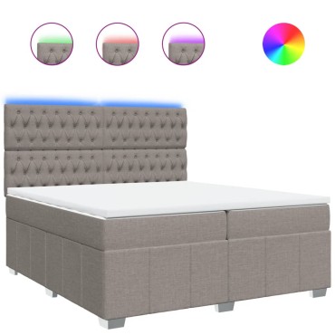 vidaXL Κρεβάτι Boxspring με Στρώμα Taupe 200x200cm Υφασμάτινο 1 τεμ. - Διπλό