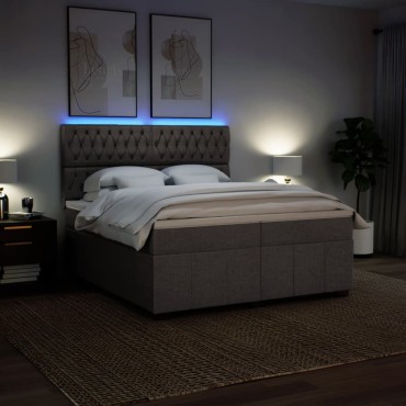 vidaXL Κρεβάτι Boxspring με Στρώμα Taupe 200x200cm Υφασμάτινο 1 τεμ. - Διπλό