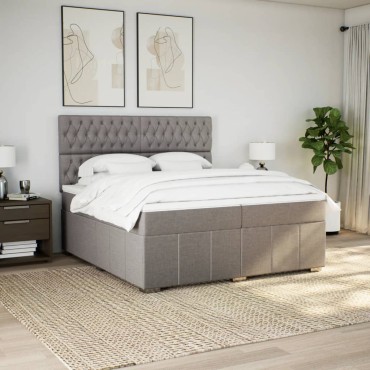 vidaXL Κρεβάτι Boxspring με Στρώμα Taupe 200x200cm Υφασμάτινο 1 τεμ. - Διπλό