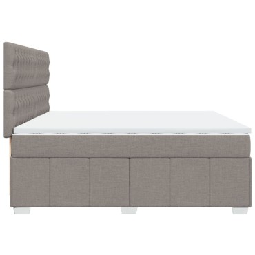 vidaXL Κρεβάτι Boxspring με Στρώμα Taupe 200x200cm Υφασμάτινο 1 τεμ. - Διπλό